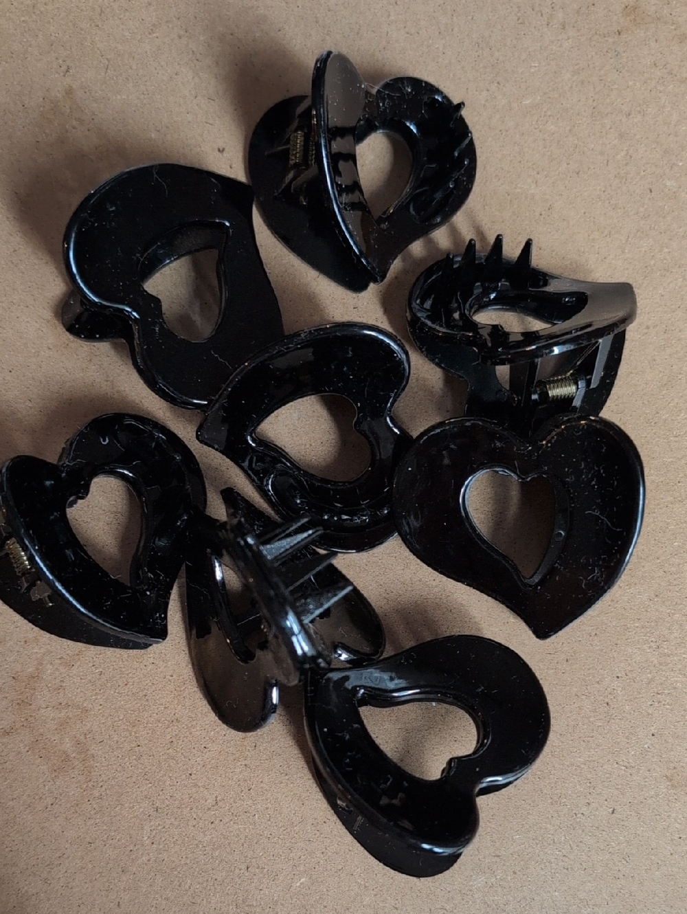 Small Black Heart Hair Claw Clips - Set of 8